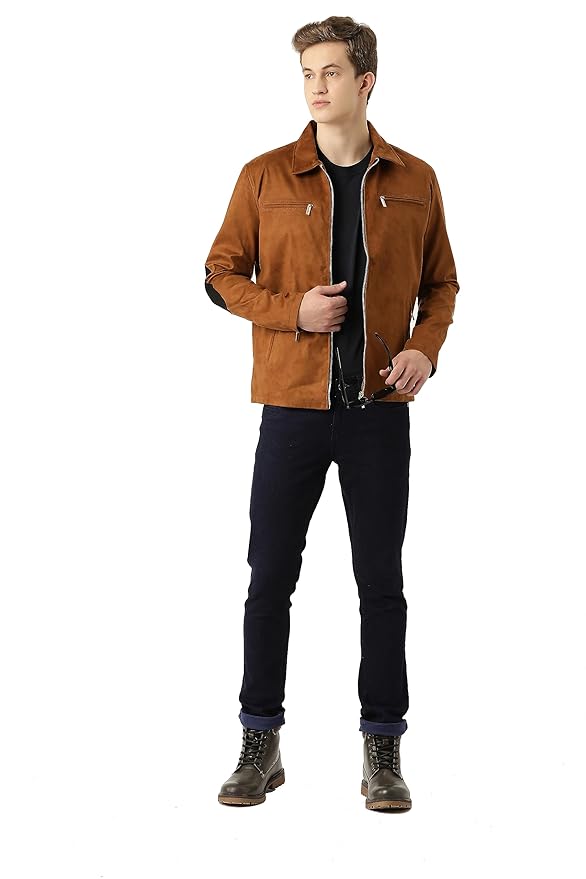 Leather Retail Suede Faux Leather Jacket For Men's