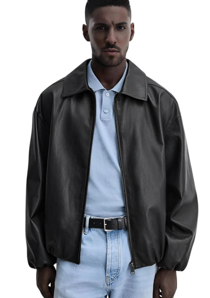 "Urban" Relaxed Fit Leather Jacket