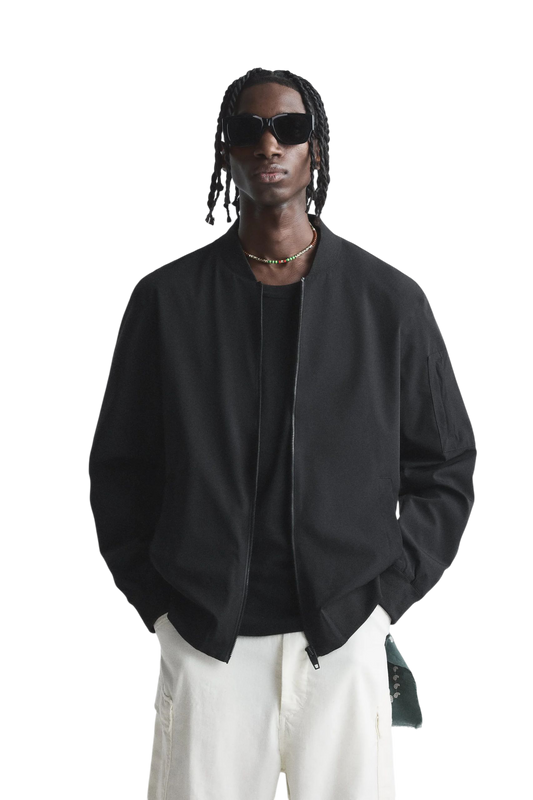 "Aero" Lightweight Bomber Jacket - Black