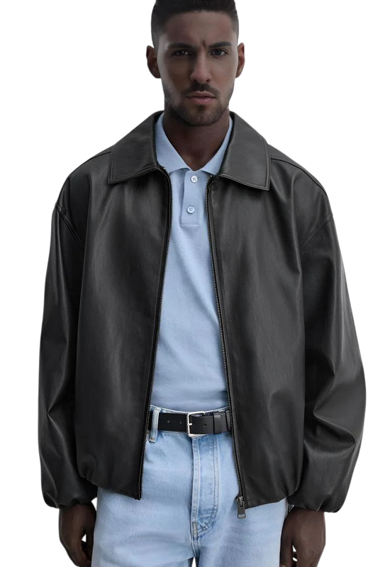 "Urban" Relaxed Fit Leather Jacket